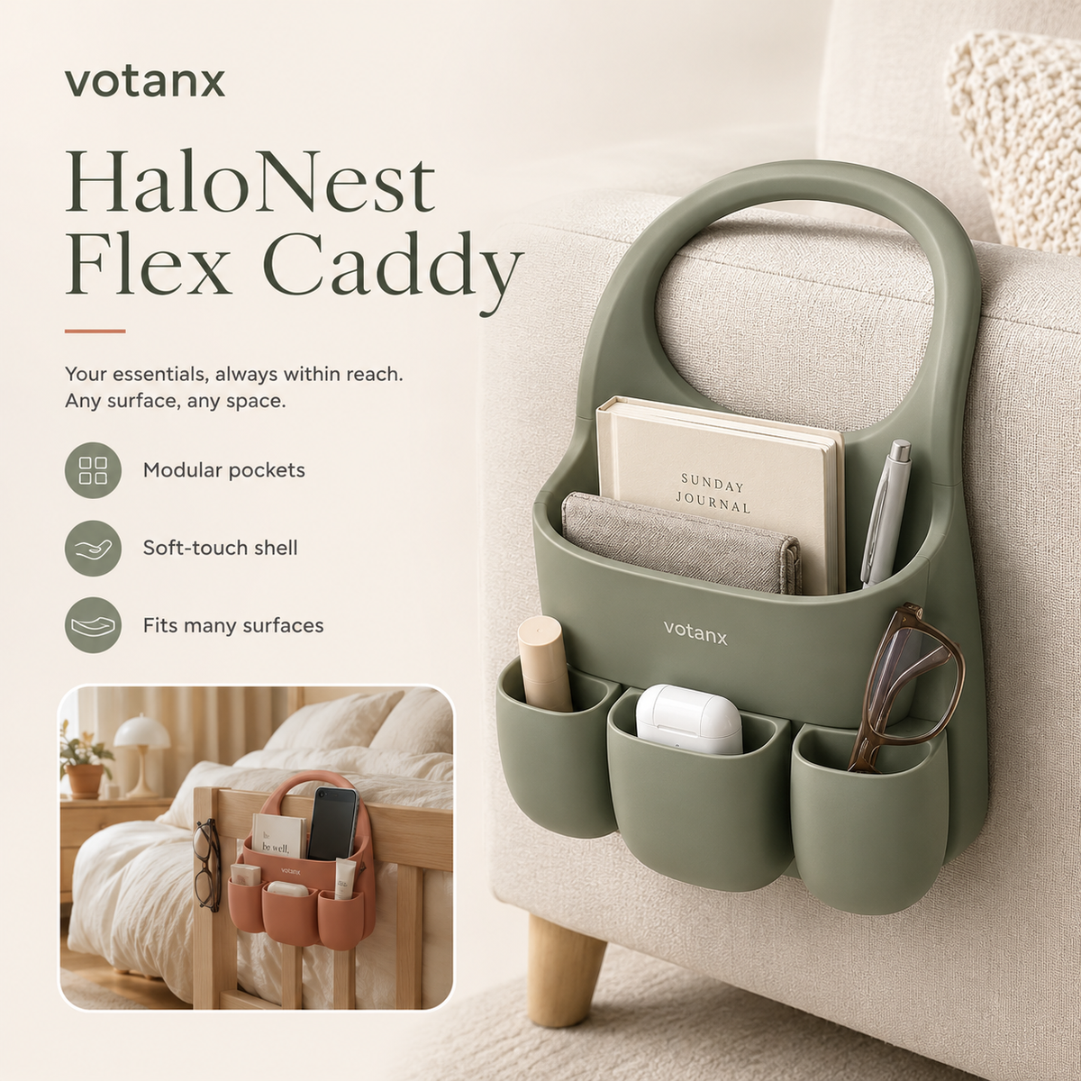 votanx™ HaloNest Flexible Hanging Caddy