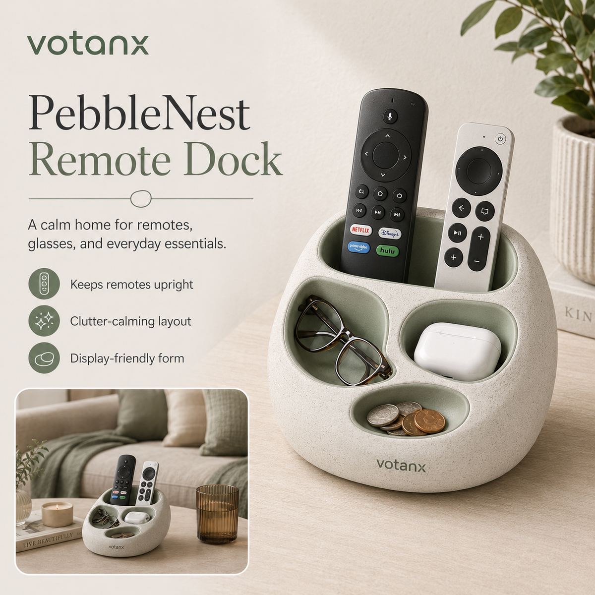 votanx™ PebbleNest Remote & Small-Tech Dock