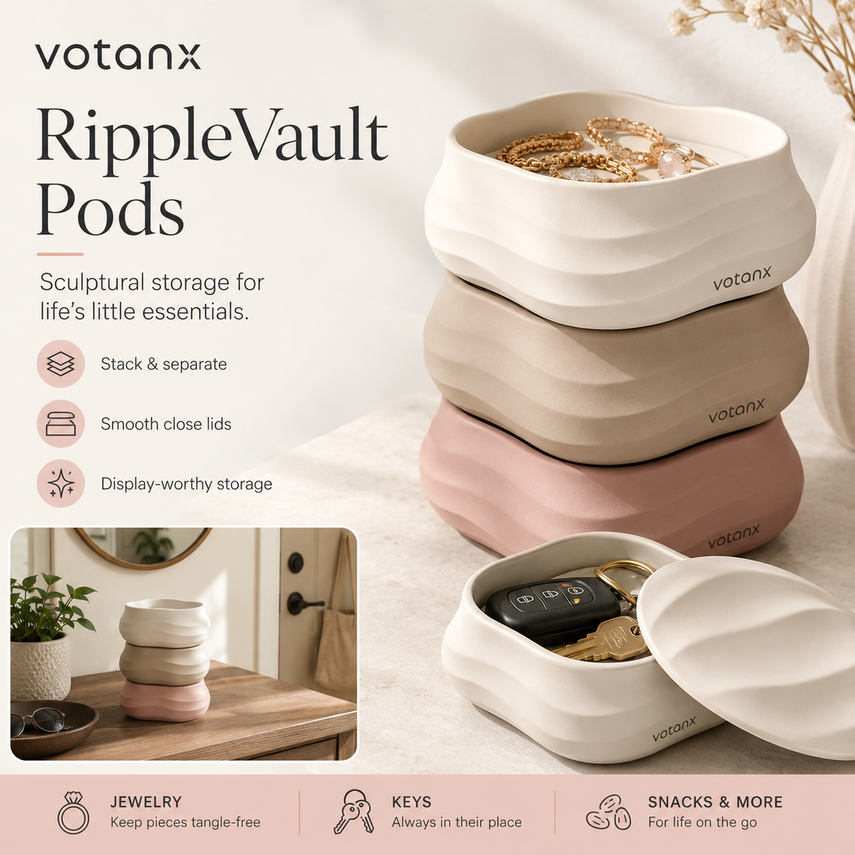 votanx™ RippleVault Stackable Storage Pods