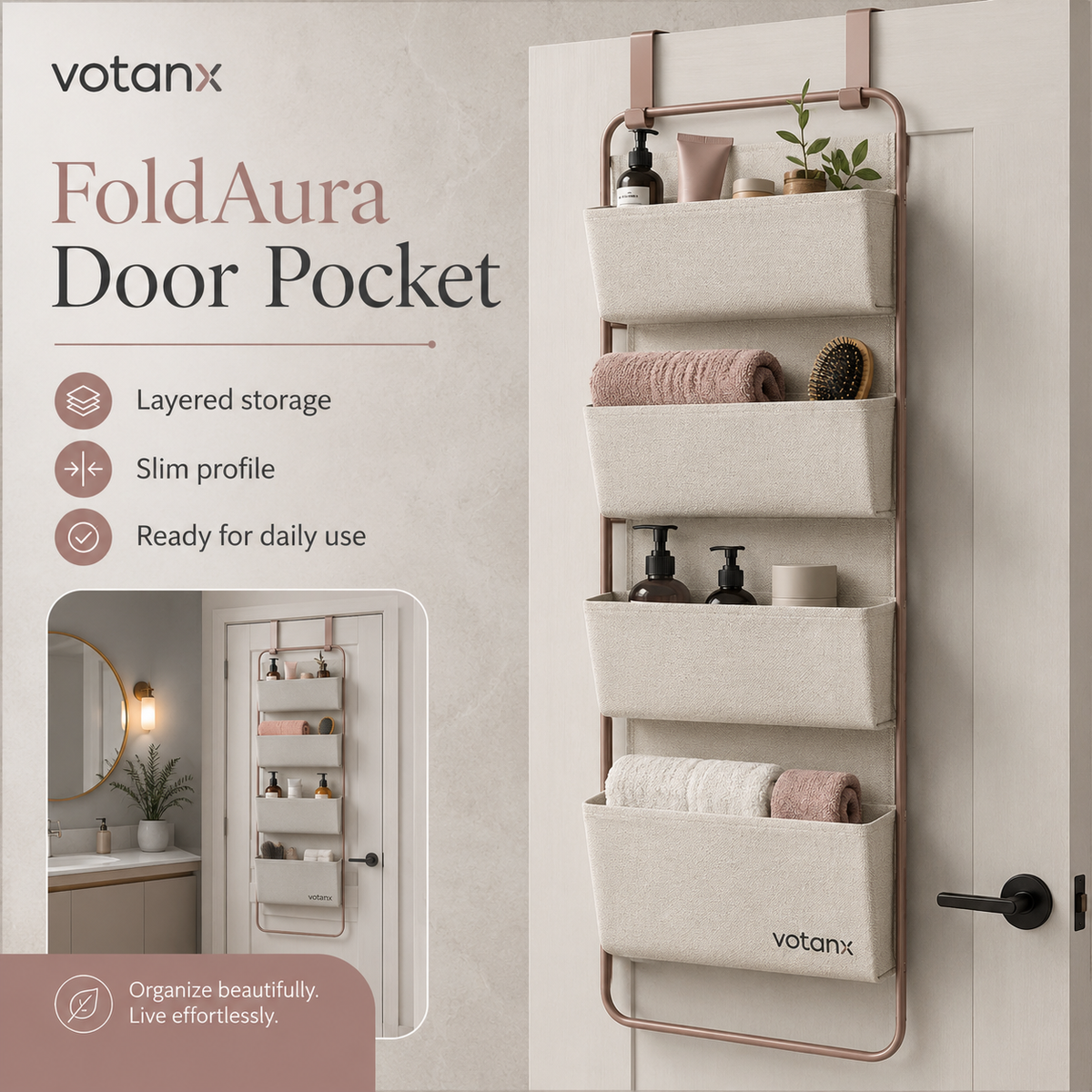 votanx™ FoldAura Hanging Door Pocket Organizer