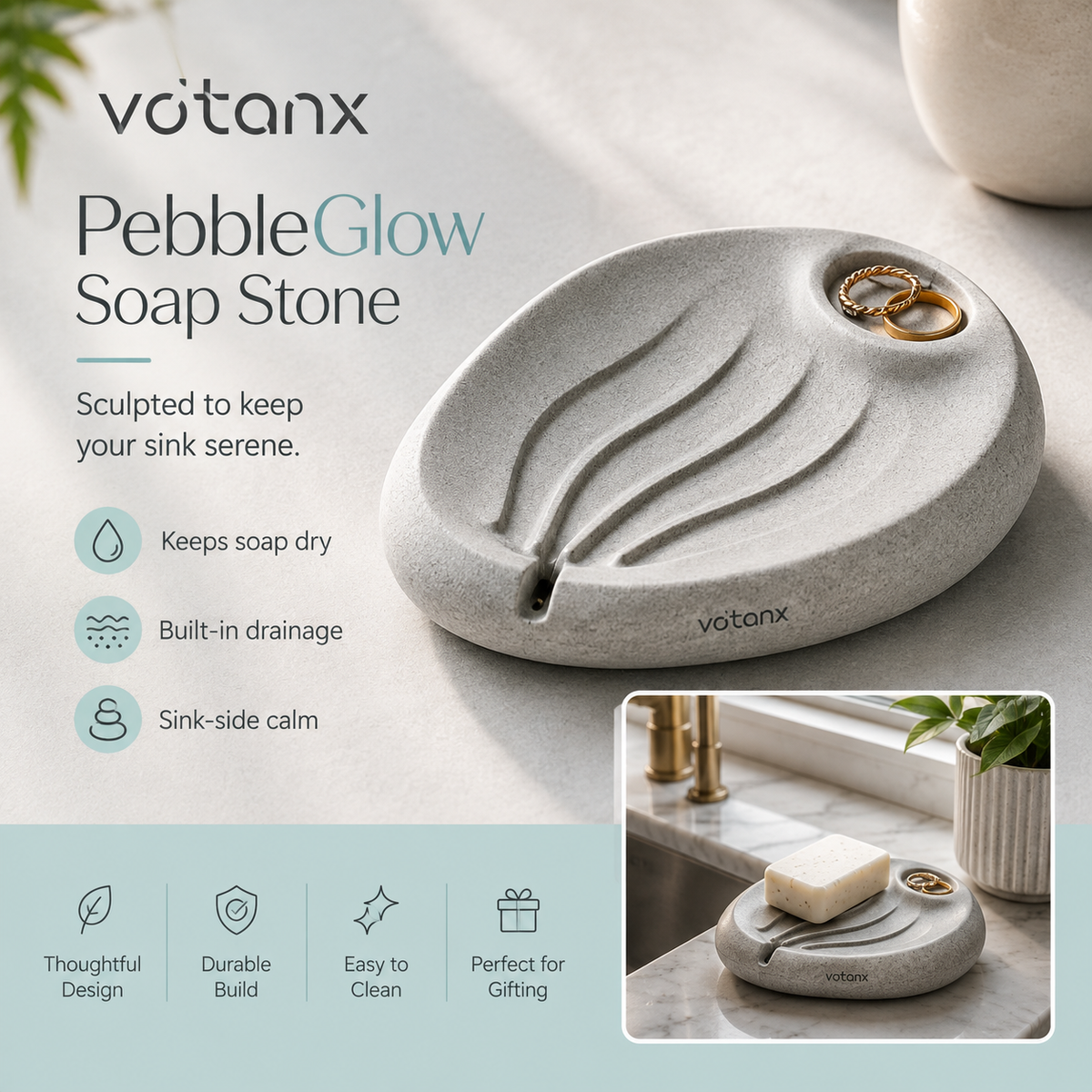 votanx™ PebbleGlow Sculpted Soap Rest